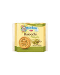 Mulino Bianco Baiocchi Al Pistacchio 168g Sandwich shortbread cookies filled with a smooth pistachio cream.