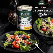 Ponti Olive Nere Snocciolate 400g Delectable pitted black olives.