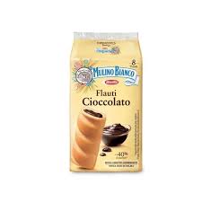 MULINO BIANCO SNACK FLAUTI CHOCOLATE X 8 - 280g -Brioche pastries filled with chocolate cream