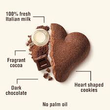Mulino Bianco Batticuori 350g Cocoa and dark chocolate heart-shaped shortbread biscuits
